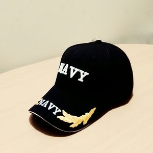 US Navy Veteran Blue Ball Cap Gold Scrambled E